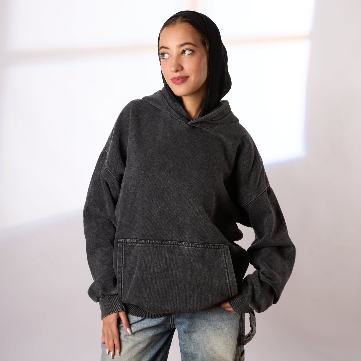 grey washed oversize hoodie