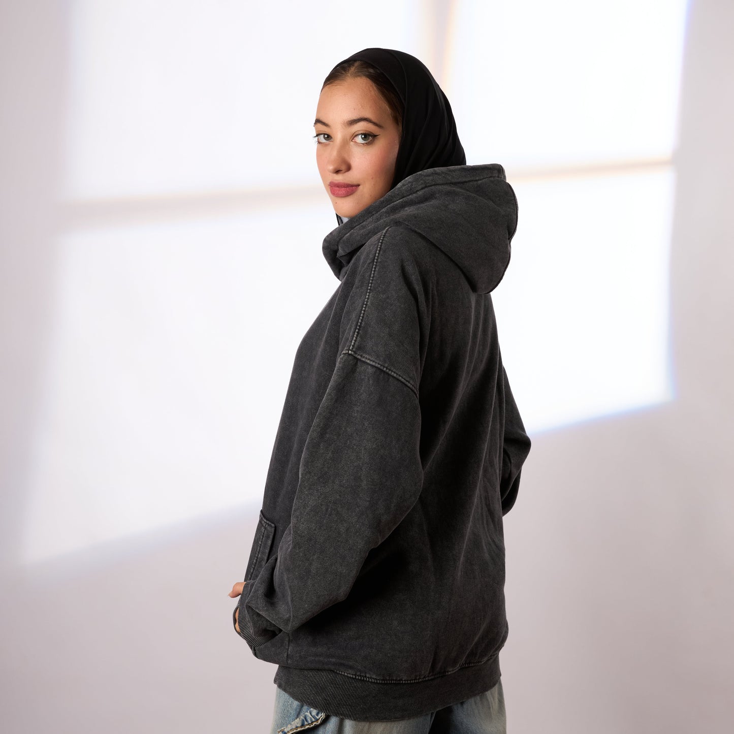 grey washed oversize hoodie