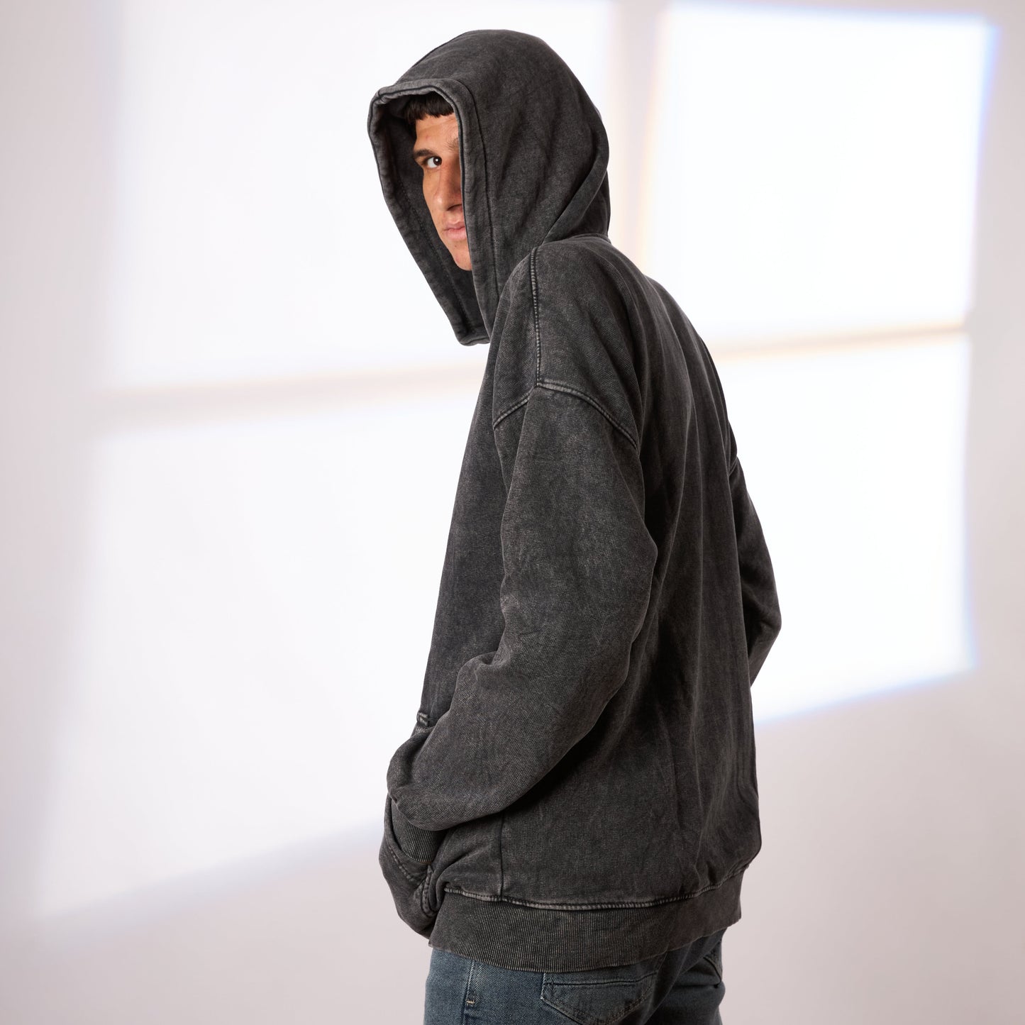 grey washed oversize hoodie