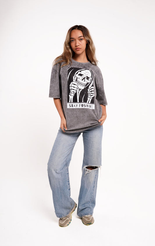 Stay postive washed t-shirt
