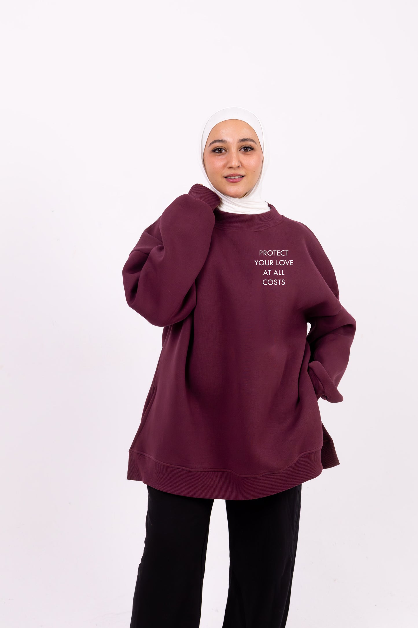 Protect your love Burgundy comfy-go sweatshirt