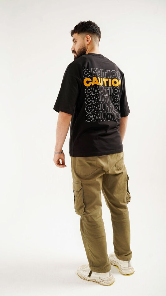 caution black t-shirt