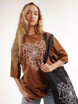 spider heart brown t-shirt