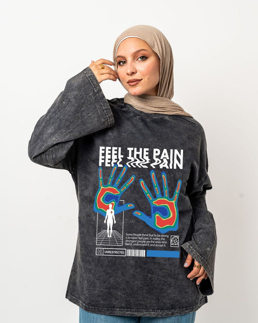 feel the pain washed widesleeves t-shirt