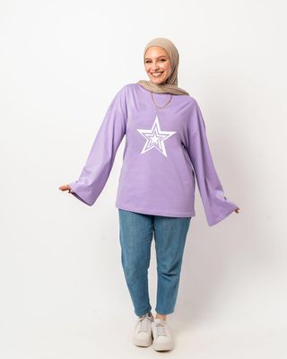 star lavender widesleeves t-shirt