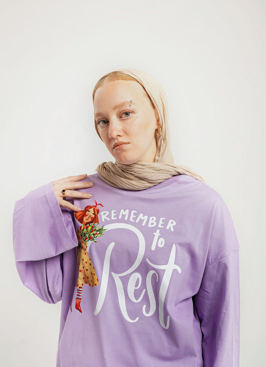 Remember to rest lavender widesleeves t-shirt