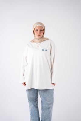 blue white widesleeves t-shirt