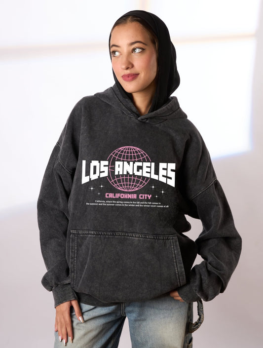 Los angeles washed grey hoodie