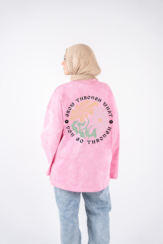 Go through pink washed widesleeves t-shirt
