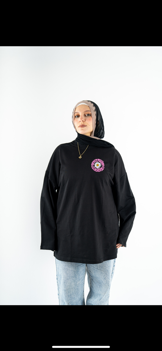 Keep pushing forward black wide sleeves Tshirt