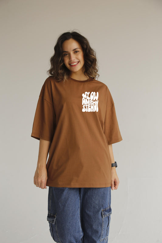 Slow and steady brown t-shirt
