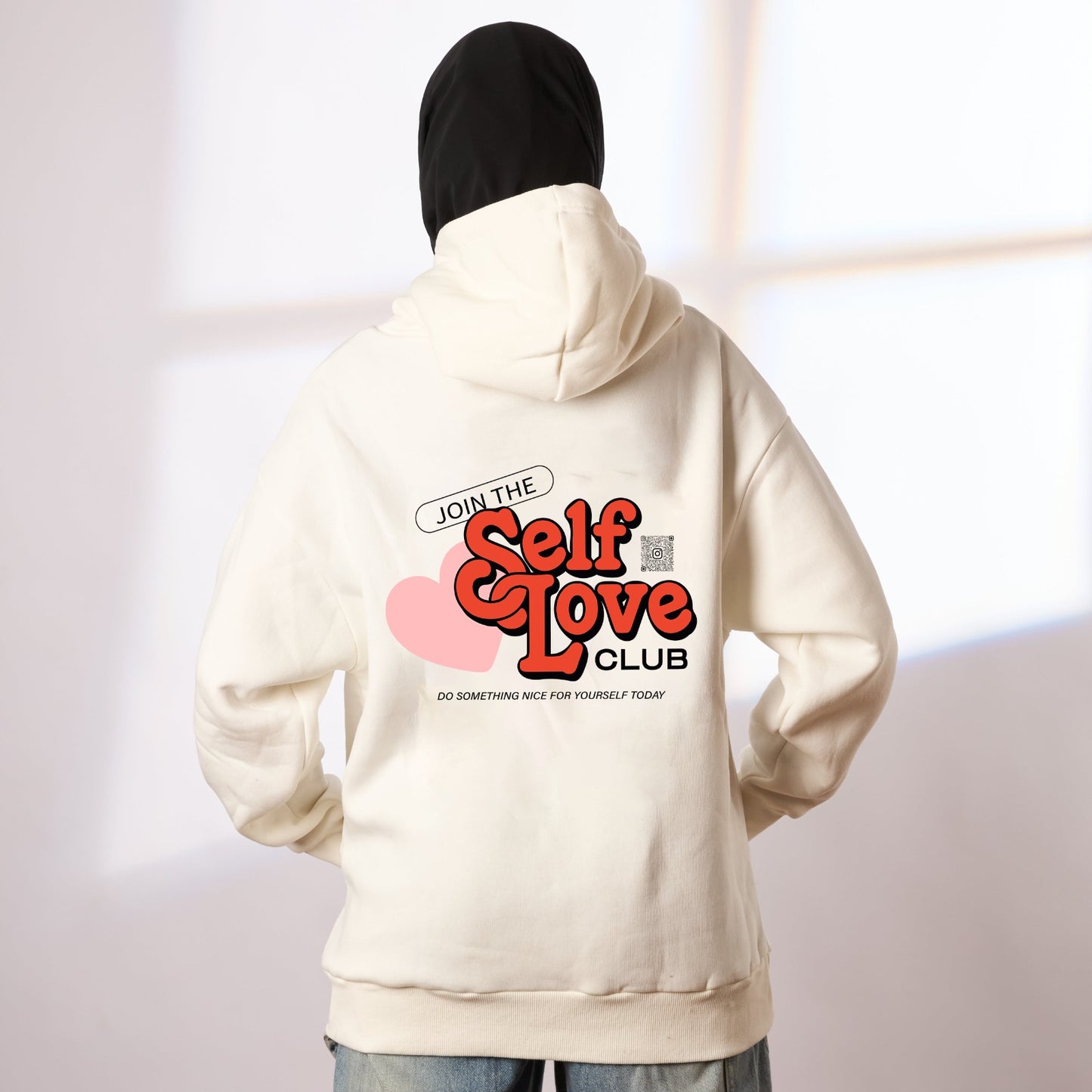 selflove white oversize hoodie