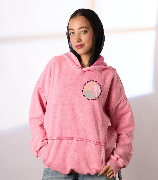 Go through pink washed hoodie