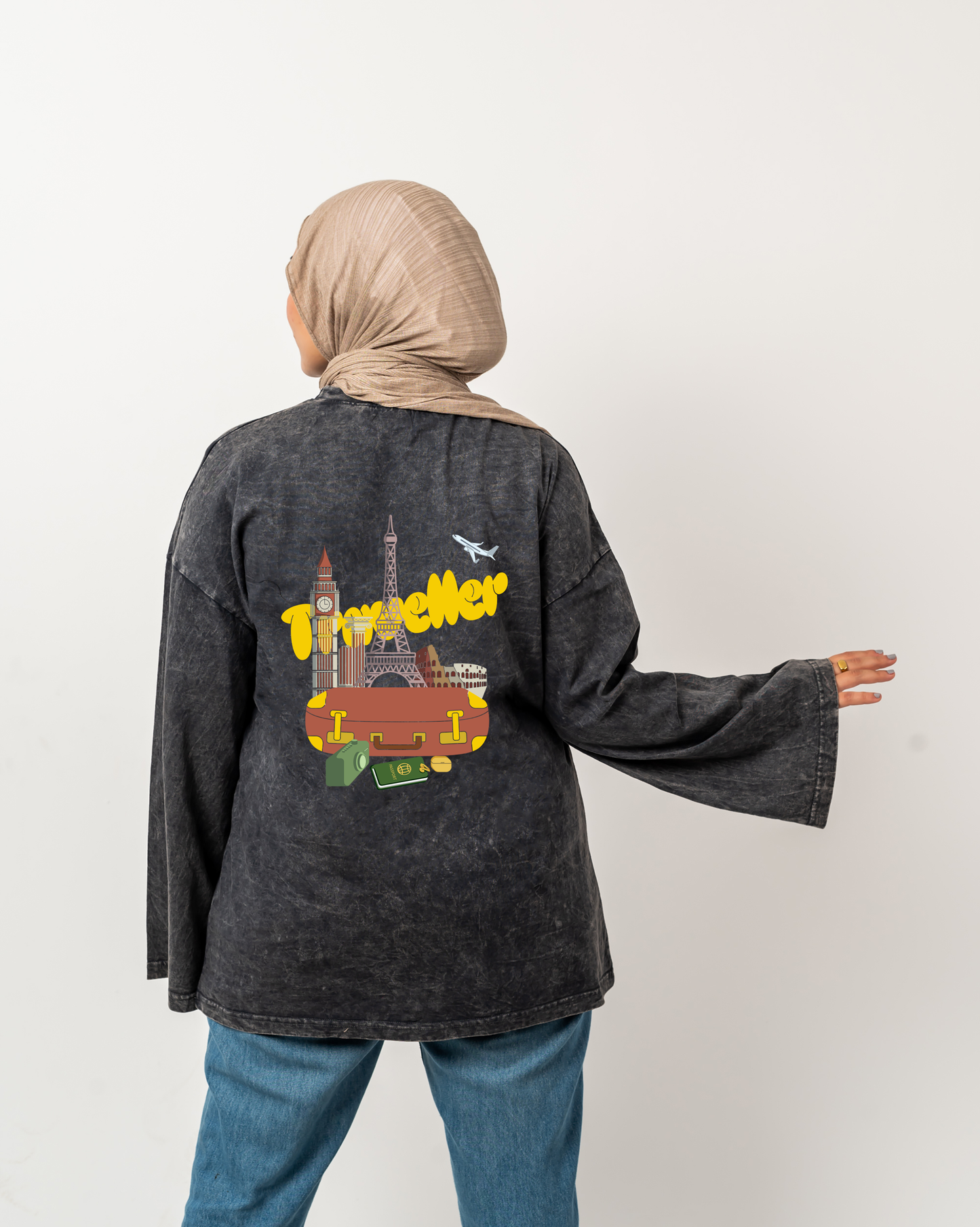 Traveller washed widesleeves t-shirt