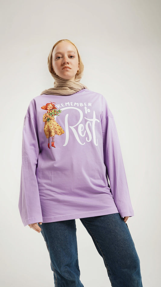 Remember to rest lavender widesleeves t-shirt