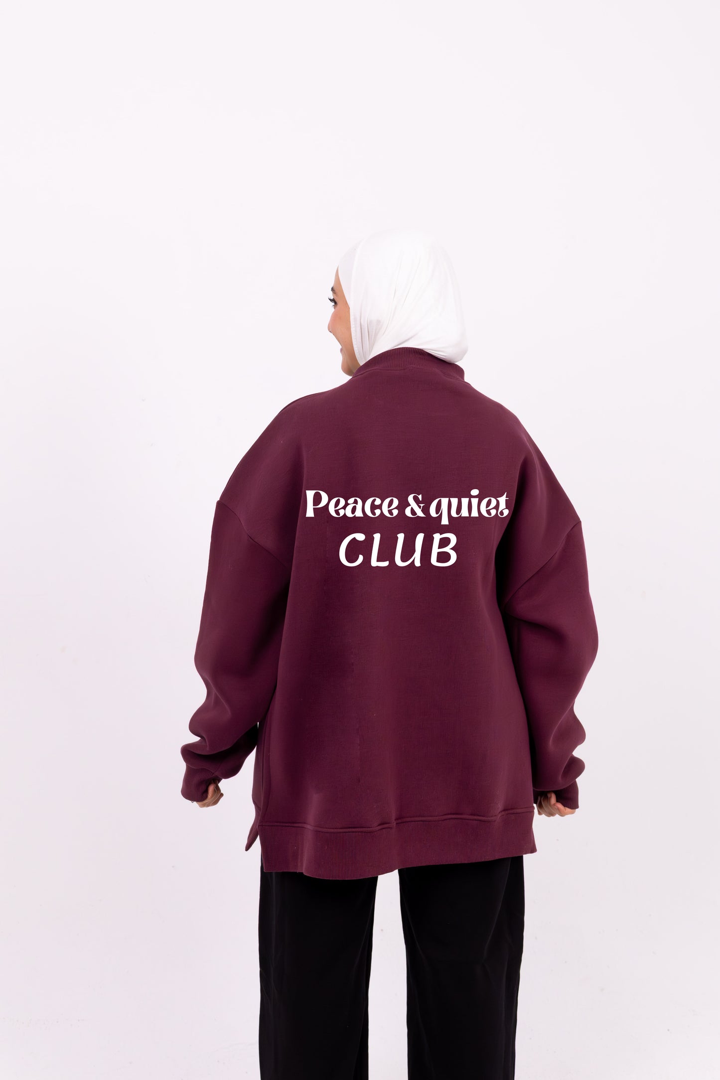 Peace and quite club burgundy comfy-go sweatshirt