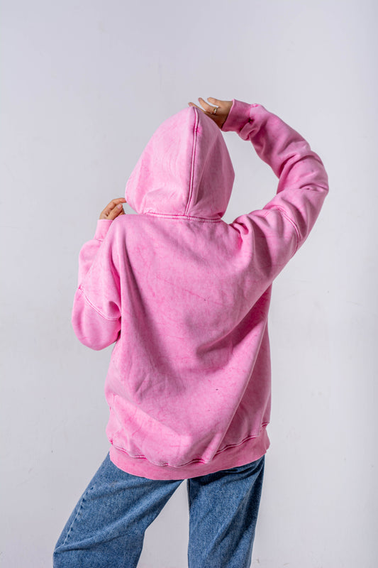 Go far pink washed hoodie