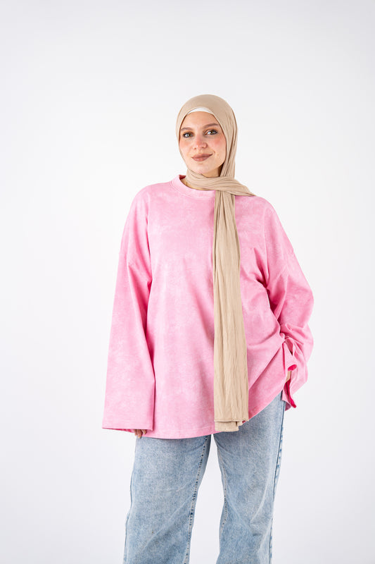 pink washed basic widesleeves t-shirt
