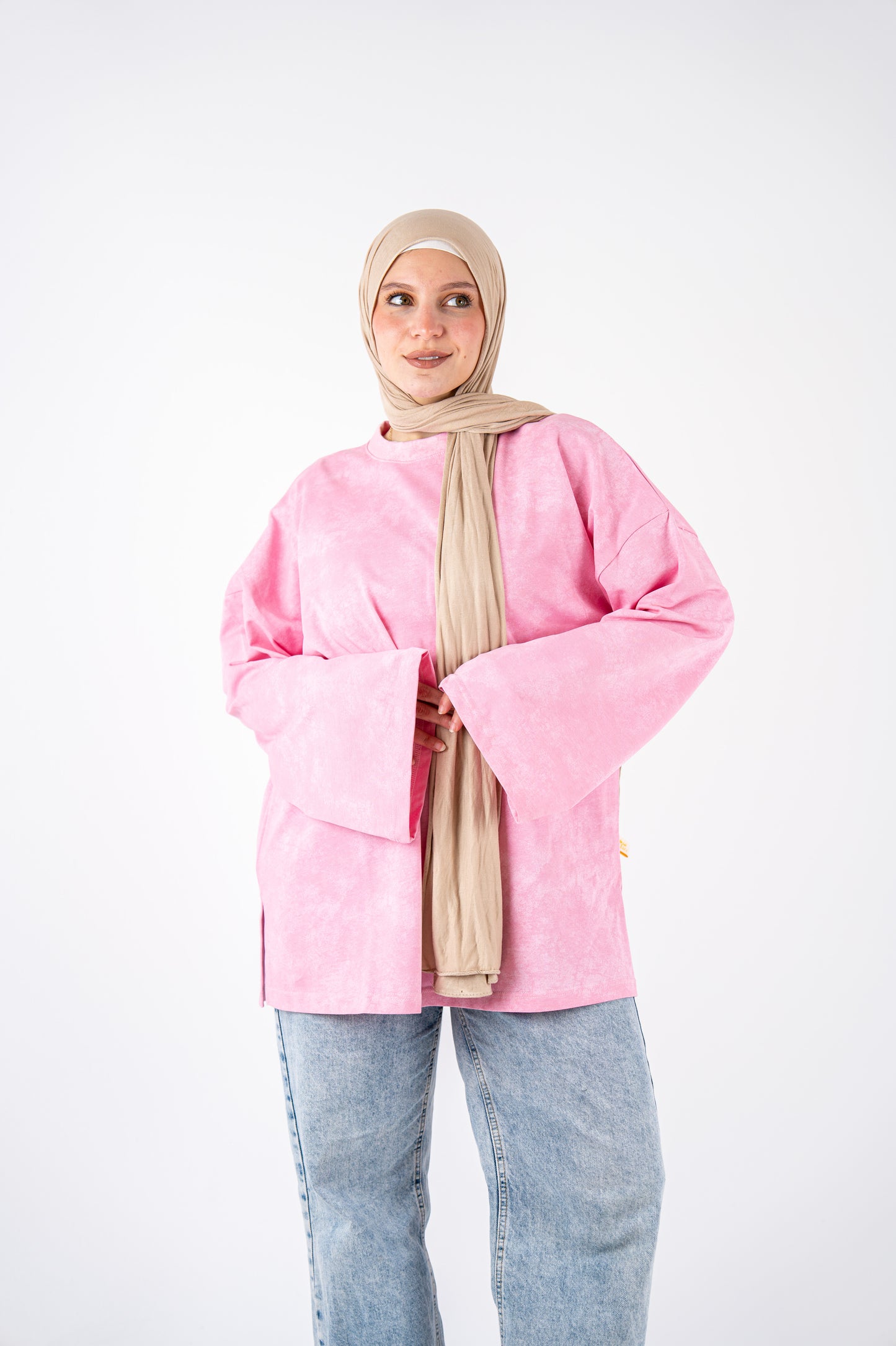 pink washed basic widesleeves t-shirt
