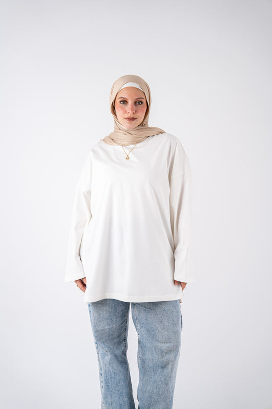 white basic widesleeves t-shirt