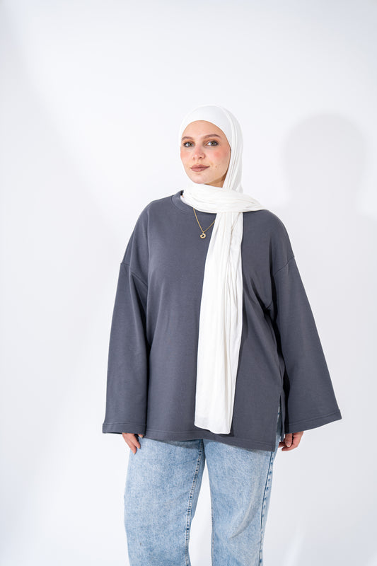 grey basic widesleeves t-shirt