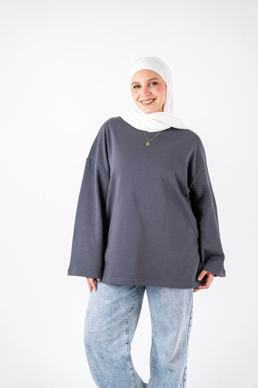 grey basic widesleeves t-shirt