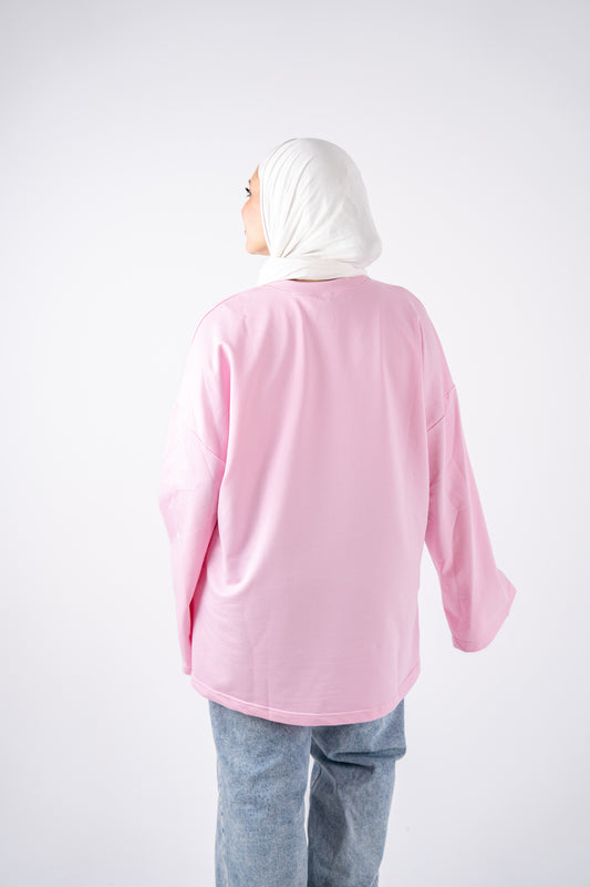 pink basic widesleeves t-shirt