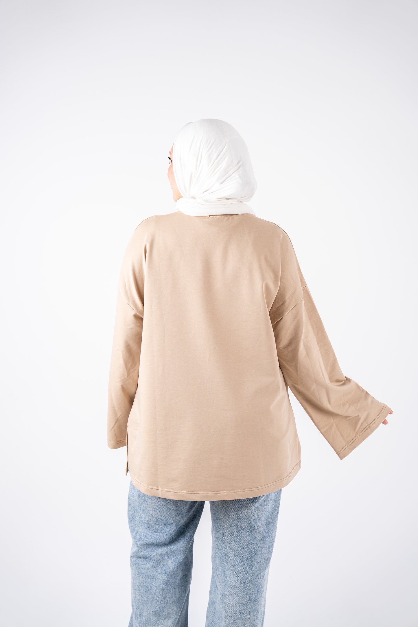 beige basic widesleeves t-shirt