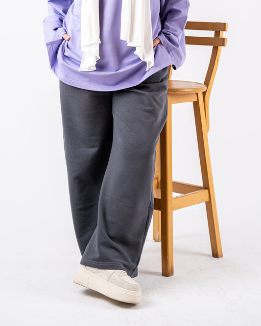 grey wideleg pants