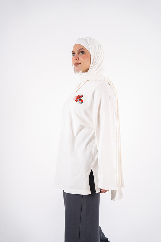 self love white widesleeves t-shirt