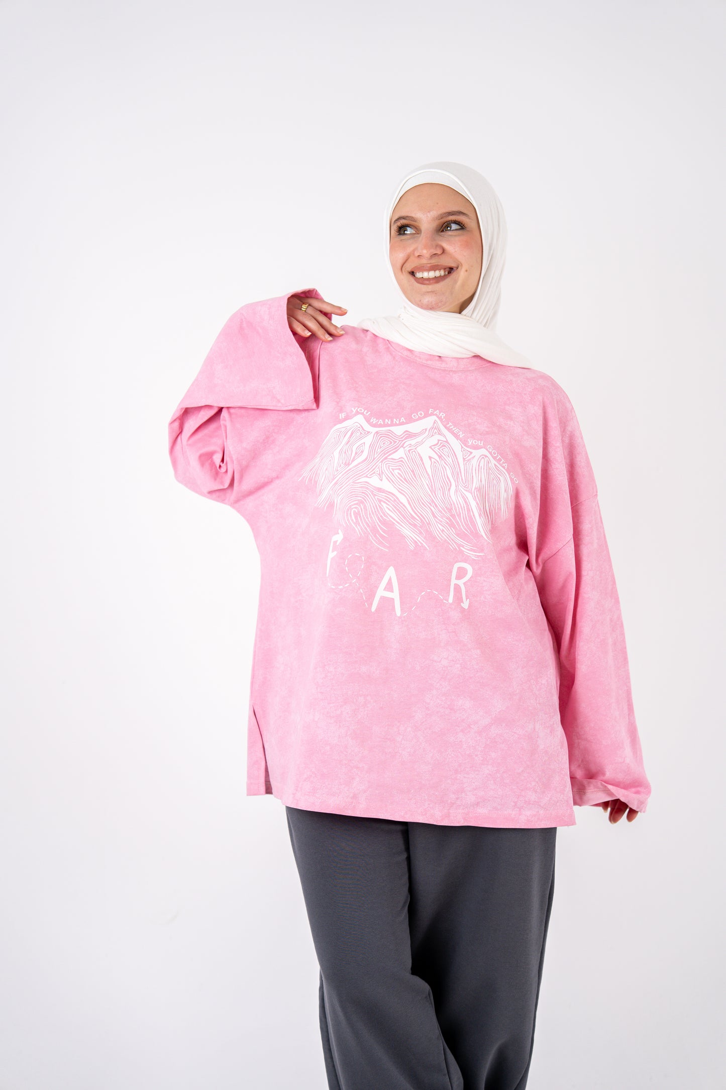 go far pink washed widesleeves t-shirt