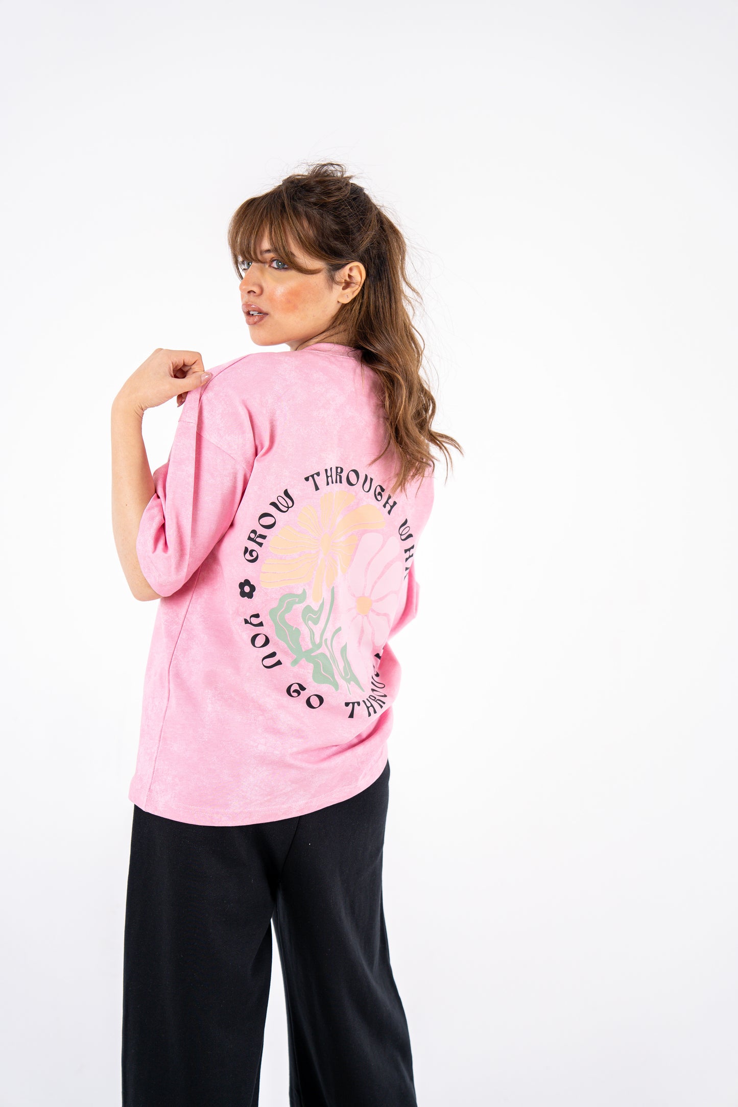go through pink washed t-shirt