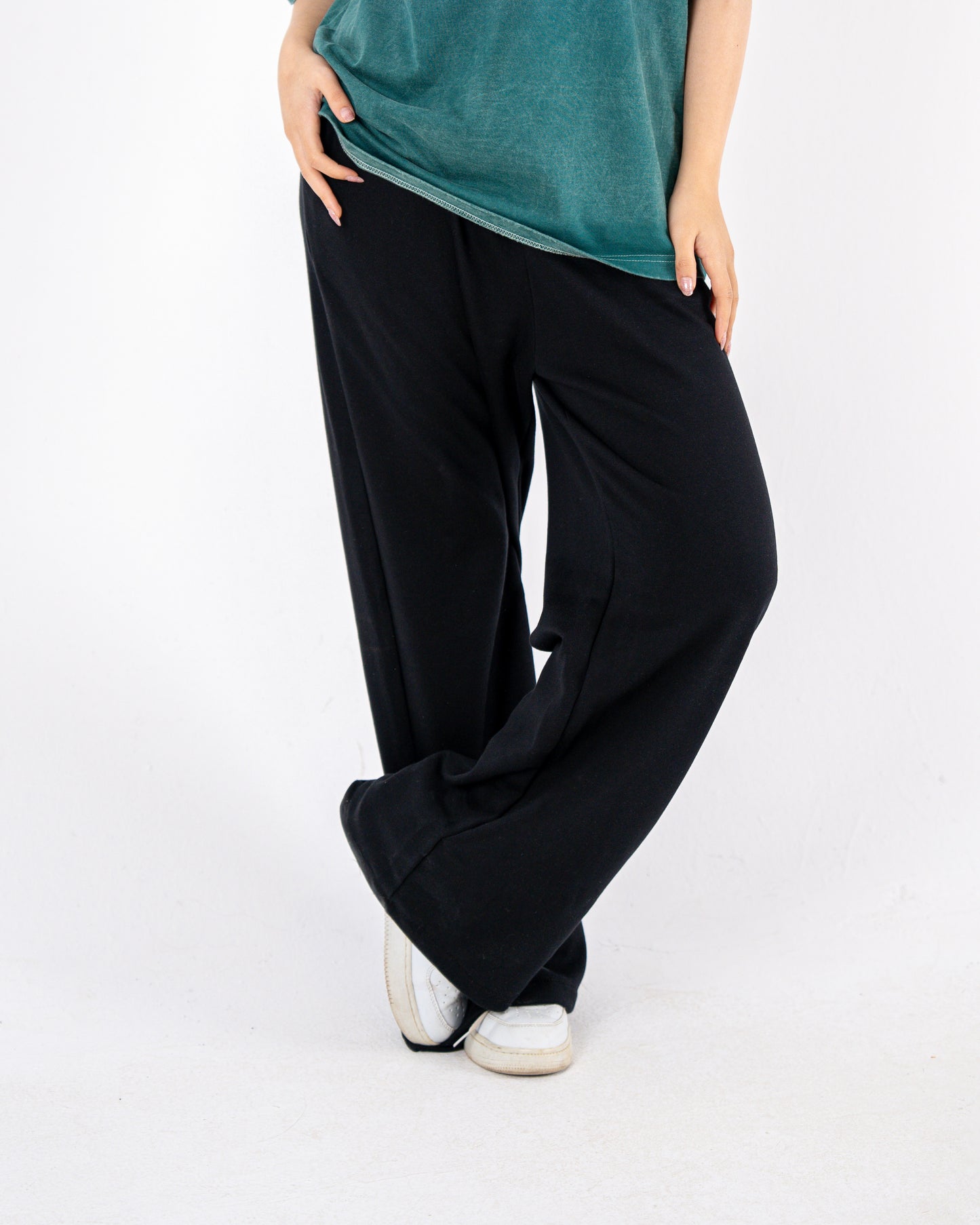 black wideleg sweatpants