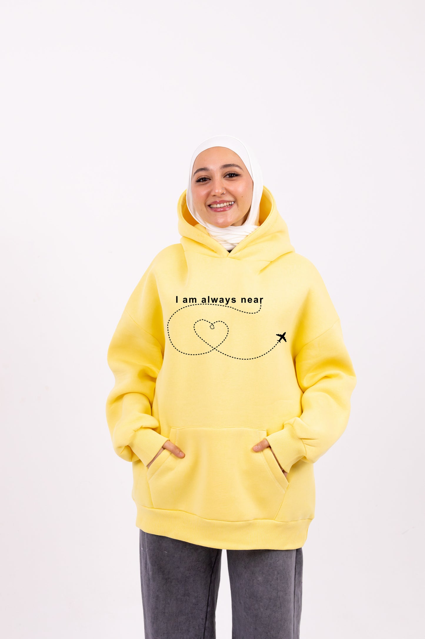 Always near you yellow hoodie