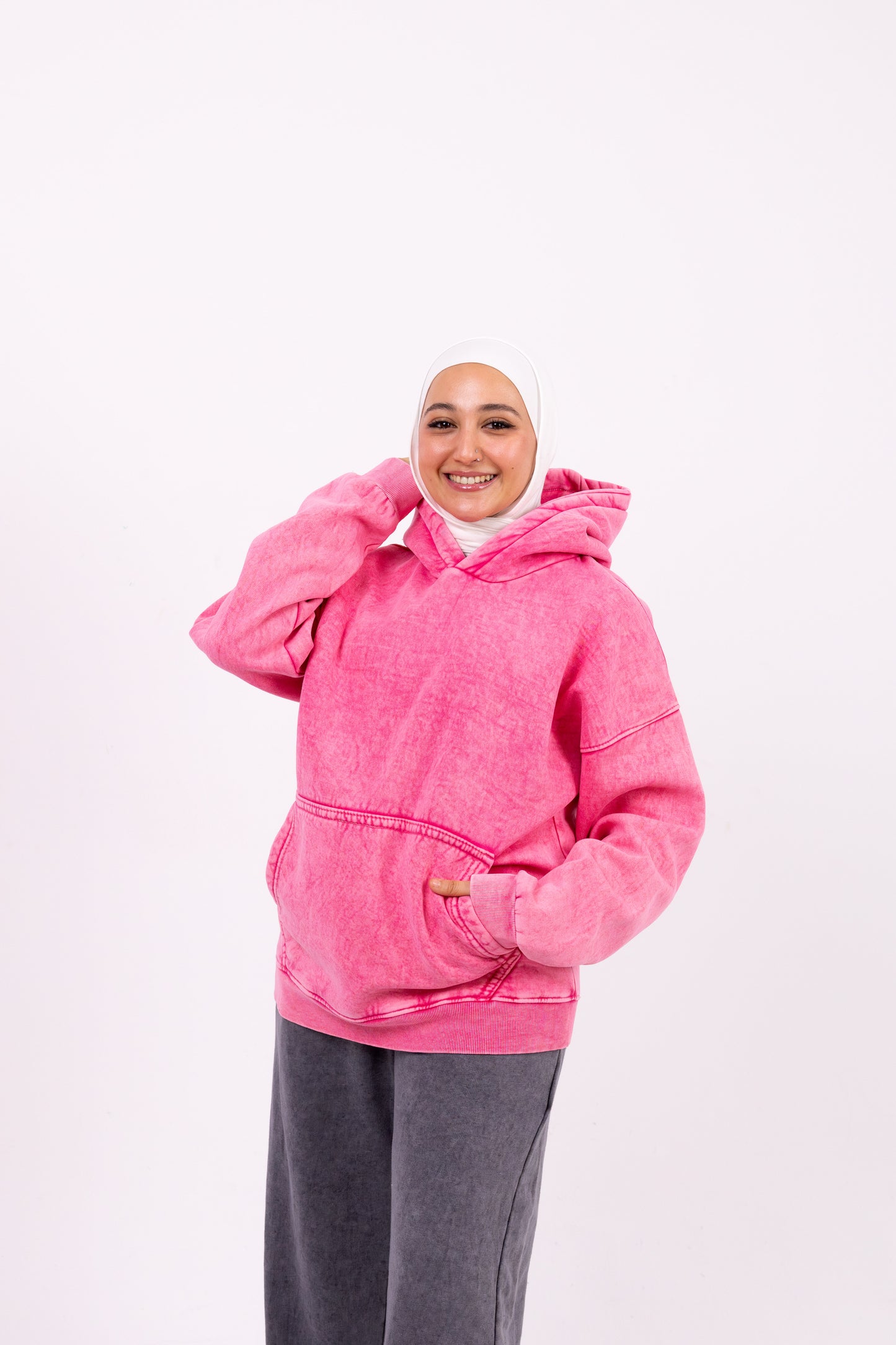 pink washed oversize hoodie