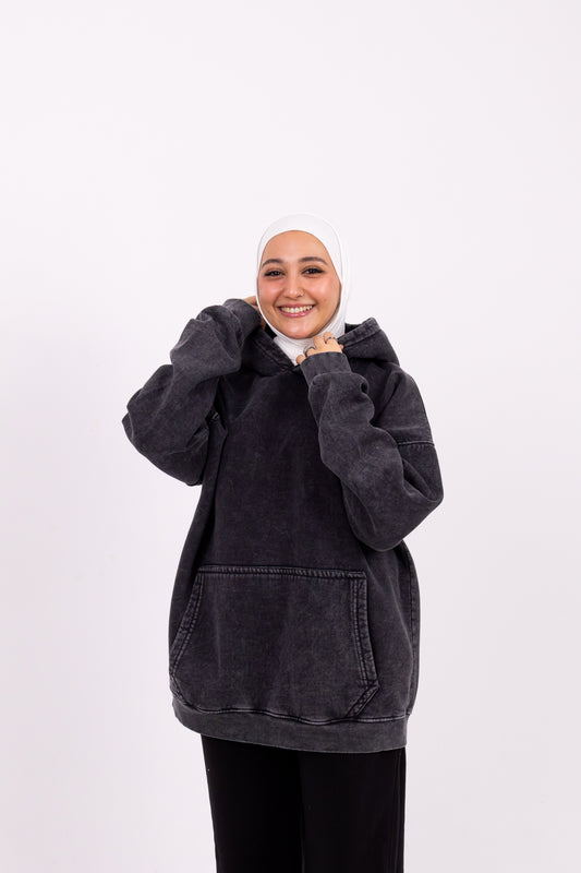 Coal washed oversize hoodie