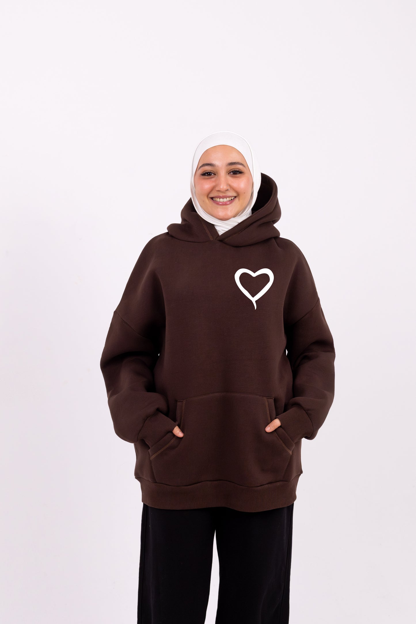White Heart brown hoodie