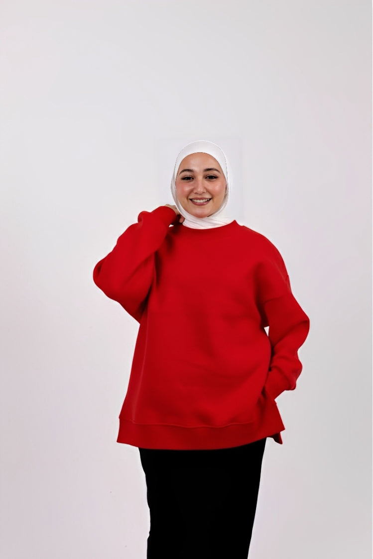 red comfy-go sweatshirt