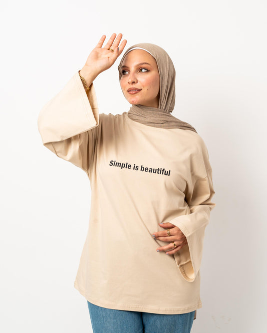 simple is beautiful beige widesleeves t-shirt