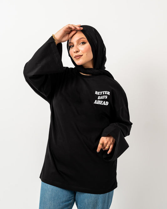 better days ahead black  widesleeves t-shirt