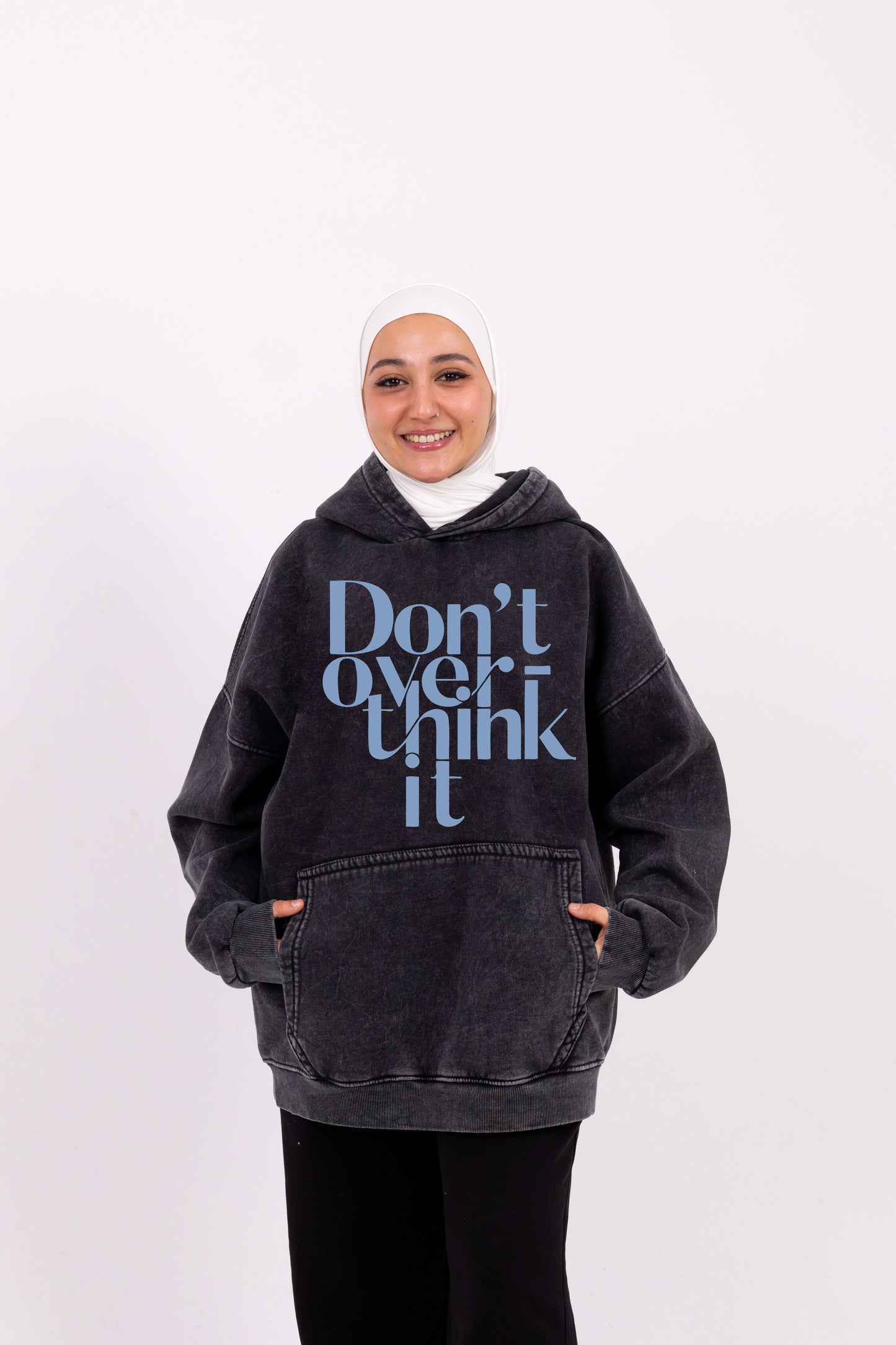 Don’t overthink it washed coal hoodie