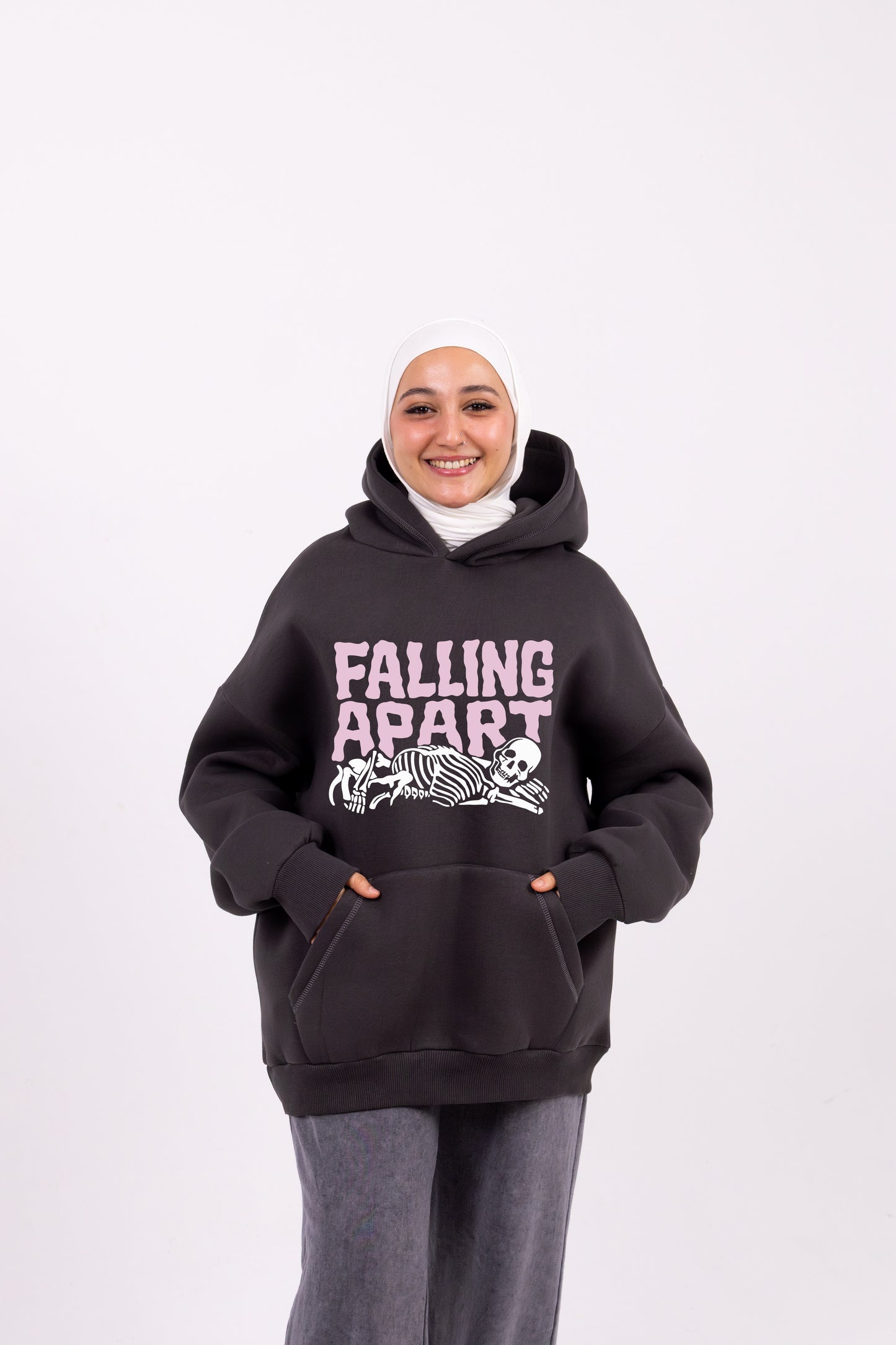 falling apart grey oversize hoodie