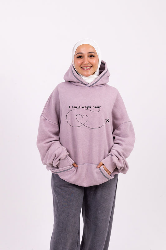 always near you lavender washed hoodie