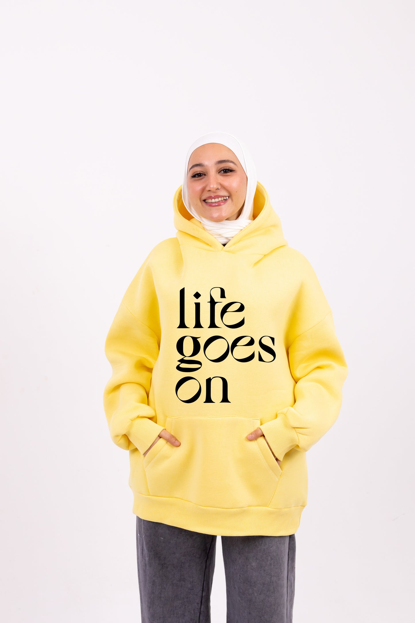 Life goes on yellow hoodie