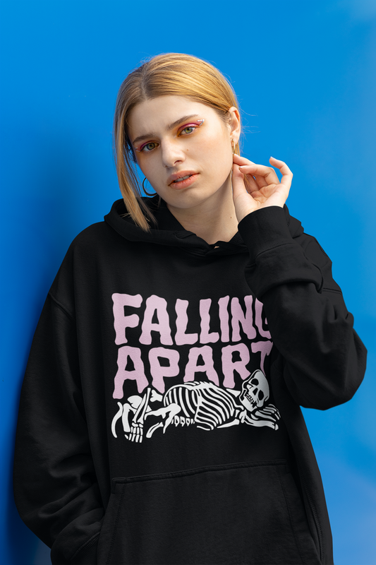 falling apart black oversize hoodie