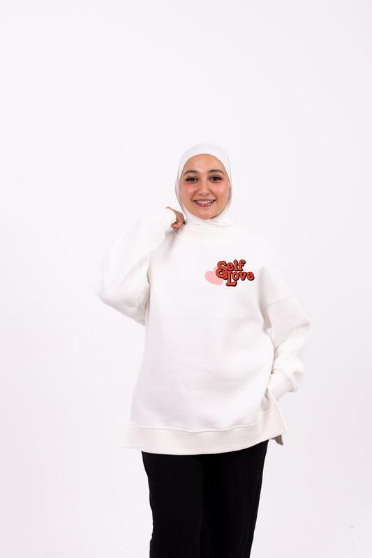 Self love white comfy-go sweatshirt