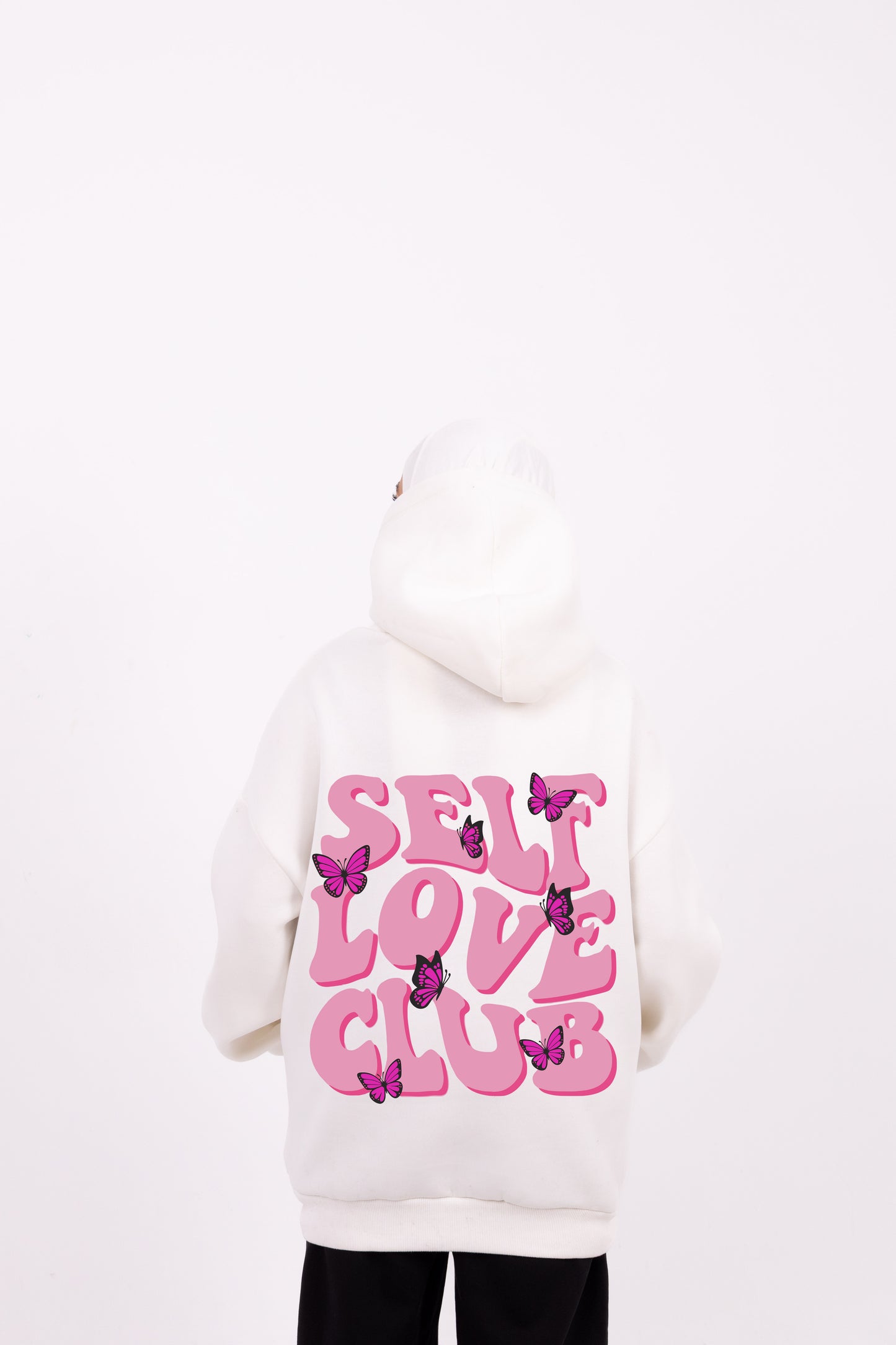 Self love club white hoodie
